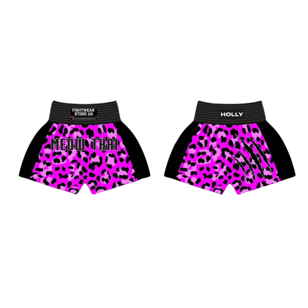 Pink Leopard Thai Boxing Shorts